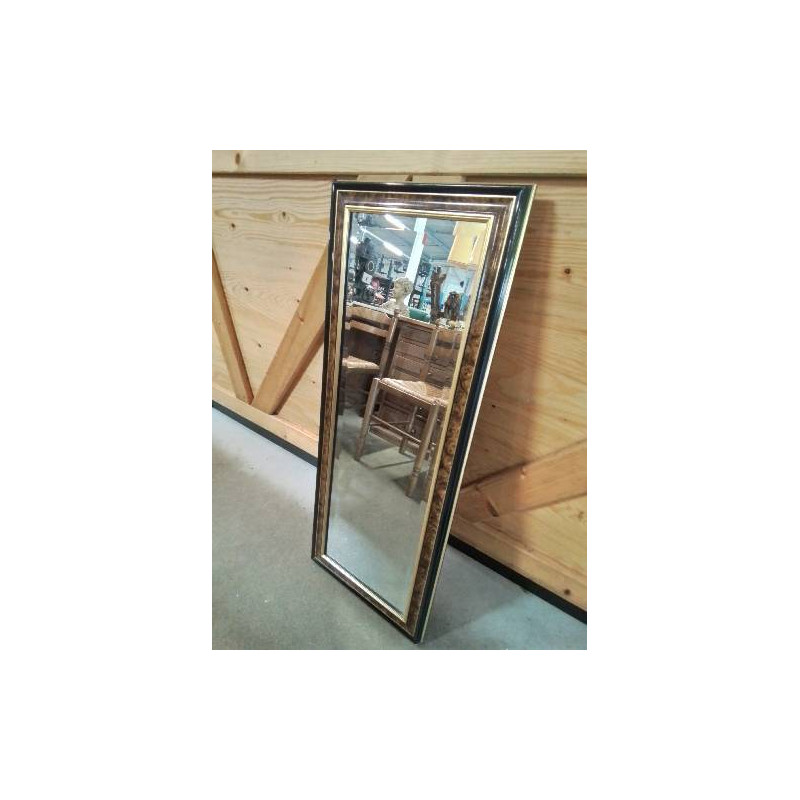 MIROIR RECTANGULAIRE BOIS MARRON NOIR DORÉ 