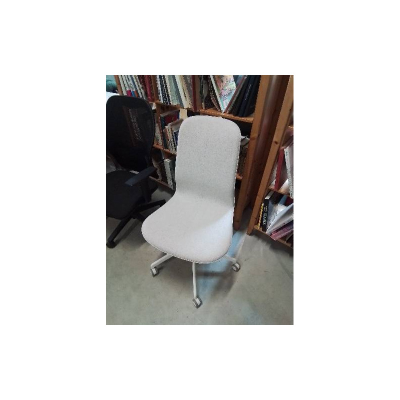 CHAISE DE BUREAU A ROULETTES PIÈTEMENT MÉTAL BLANC ASSISE TISSU TAUPE