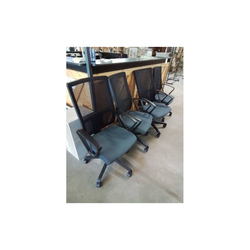 FAUTEUIL DE BUREAU A ROULETTES RÉSINE ET TISSU NOIR DOSSIER AJUSTABLE ASSISE TISSU TAUPE