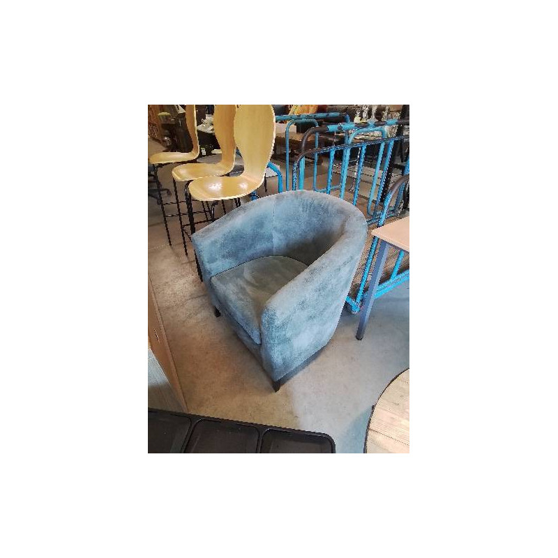 FAUTEUIL GONDOLE TISSU TAUPE PIEDS BOIS NOIR