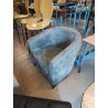 FAUTEUIL GONDOLE TISSU TAUPE PIEDS BOIS NOIR