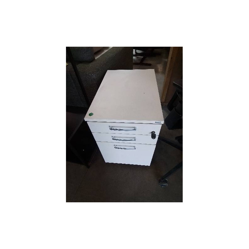 CAISSON DE BUREAU A ROULETTES BOIS BLANC 3 TIROIRS 
