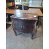COMMODE GALBÉE LOUIS XV BOIS MARQUETÉ GARNITURES BRONZE 2 PORTES DESSUS MARBRE 