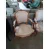 CABRIOLET BOIS CLAIR ASSISE ET DOSSIER CAPITONNÉ TISSU TAUPE STYLE REGENCE 