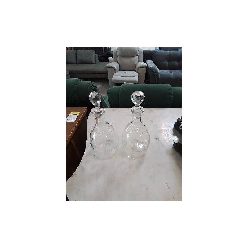 PAIRE DE CARAFES VERRE SOUFFLE TAILLÉ 