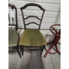 CHAISE NAPOLÉON III BOIS NOIRCI DORÉ INCRUSTÉ DE NACRE ASSISE TISSU BRONZE 