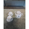 SUCRIER ET 2 TASSES AVEC SOUCOUPES PORCELAINE CHINE KUTANI DÉBUT XXE
