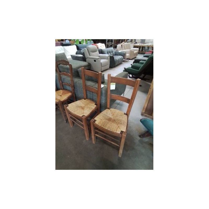 PAIRE DE CHAISES BOIS PAILLÉ DOSSIER 2 BARREAUX 