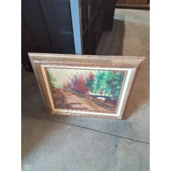 HUILE PONT EN BORD DE FORÊT 