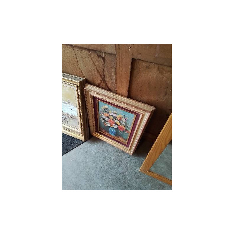 TABLEAU BOUQUET ENCADREMENT DORÉ ROUGE