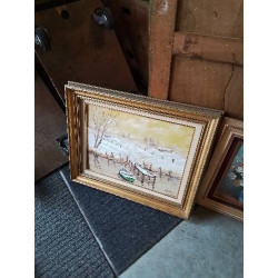 HUILE SUR PANNEAU BARQUE...