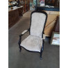 VOLTAIRE BOIS PEINT NOIR ASSISE ET DOSSIER CAPITONNÉ TISSU ECRU  