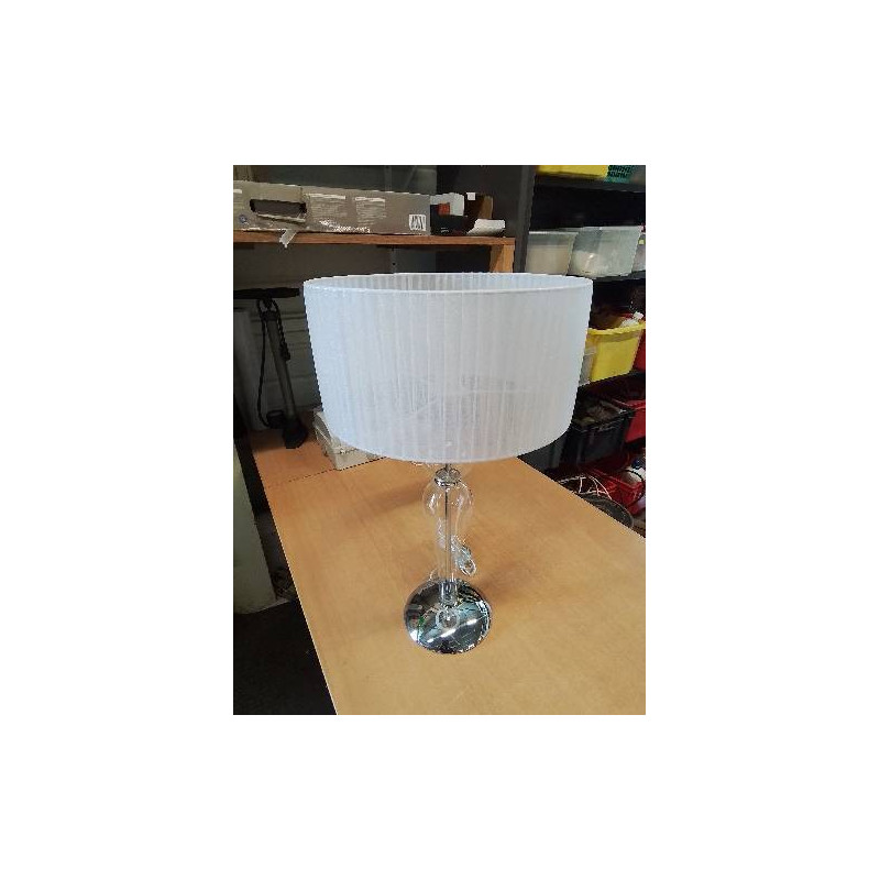 LAMPE VERRE SOCLE MÉTAL CHROMÉ AJ TISSU BLANC IDEAL LUX