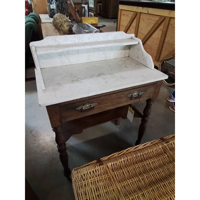 TABLE DE TOILETTE LOUIS PHILIPPE DESSUS MARBRE BLANC 1 TIROIR 