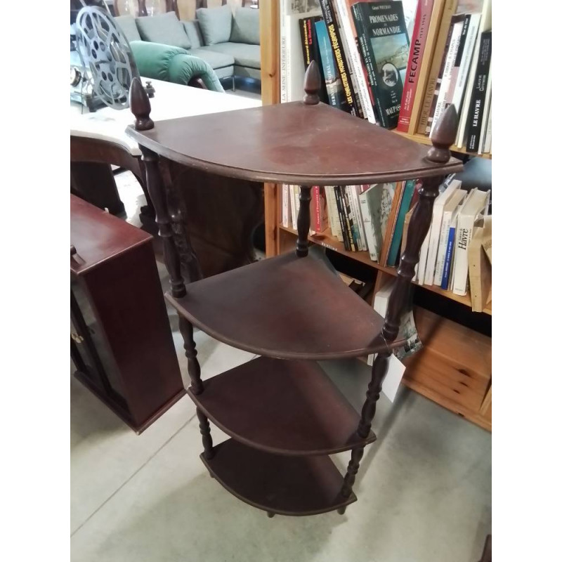 ÉTAGÈRE DE COIN A COLONNES BOIS 4 TABLETTES 
