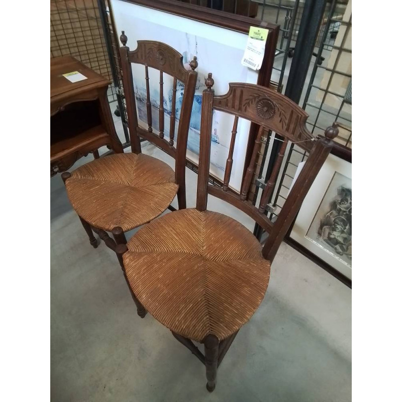 PAIRE DE CHAISES BOIS PAILLÉ STYLE DIRECTOIRE 