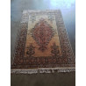 TAPIS LAINE FAIT MAIN ORANGÉ ROSE NOIR 184X27CM