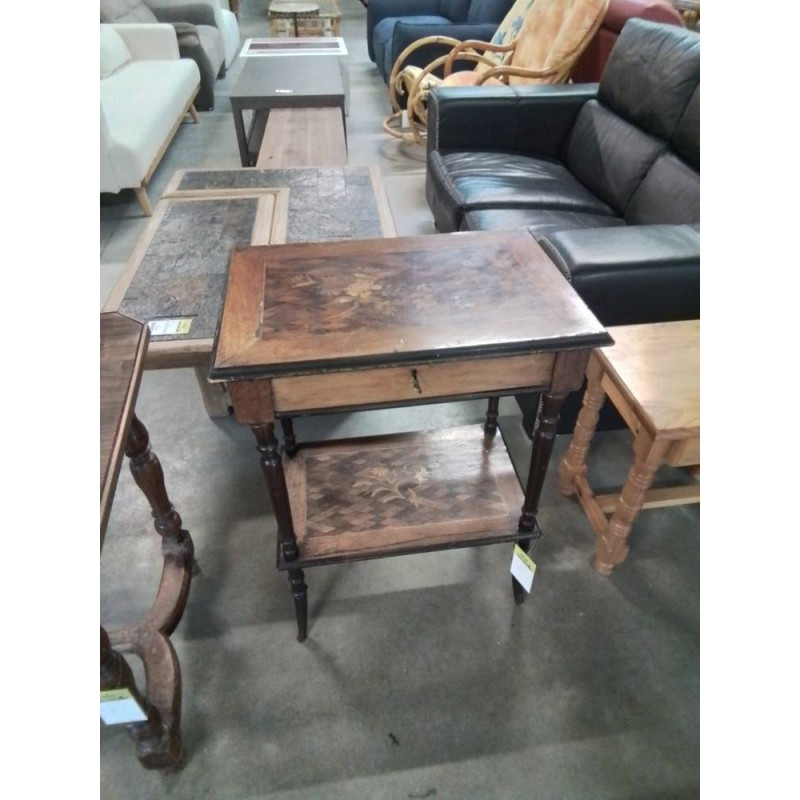 TRAVAILLEUSE BOIS MARQUETÉ ET NOIRCI 1 TIROIR NAPOLÉON III 
