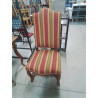CHAISE STYLE LOUIS XIV BOIS CAPITONNÉ TISSU COLORÉ A RAYURES 
