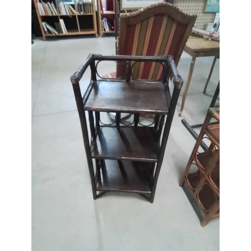 ÉTAGÈRE ROTIN ET VANNERIE 3 TABLETTES ANNÉES 60