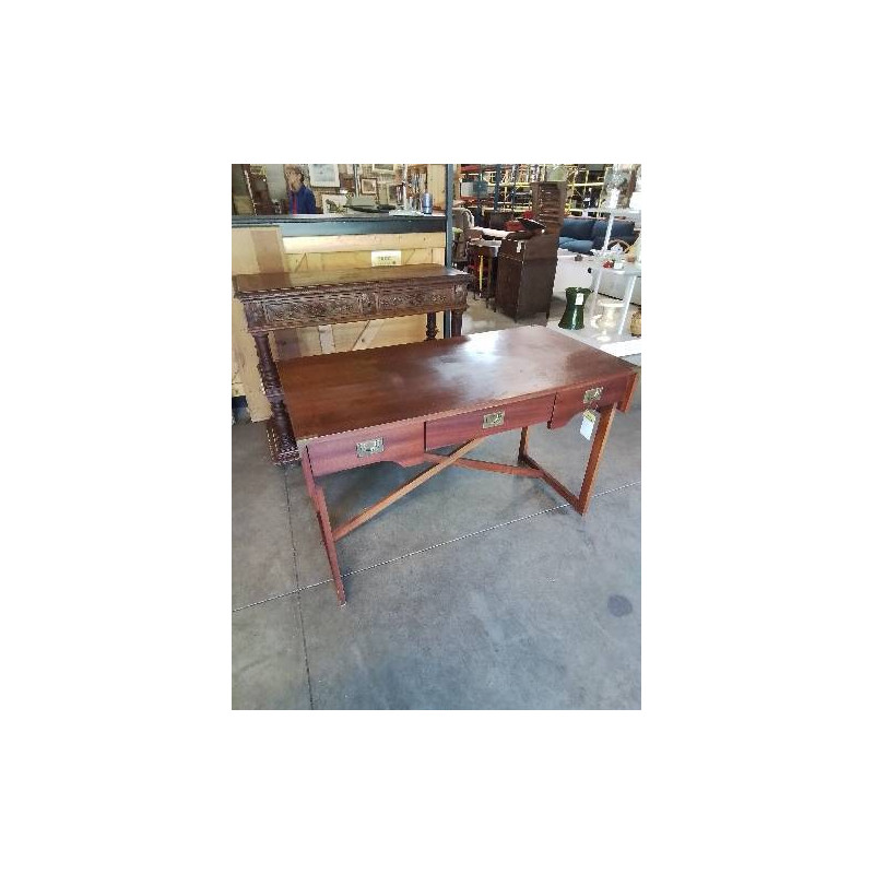 BUREAU BOIS STYLE MARINE 3 TIROIRS 