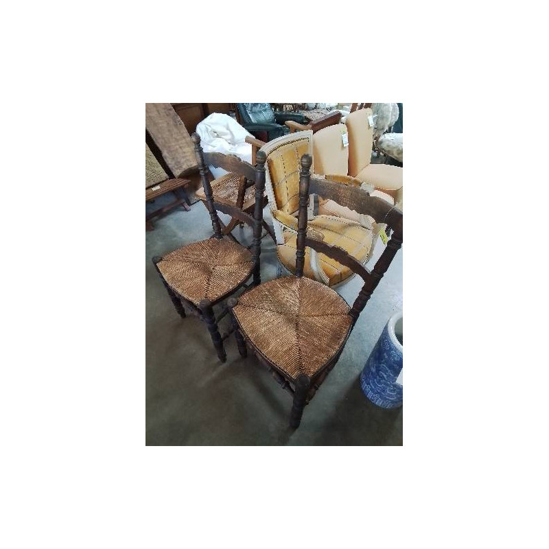 PAIRE DE CHAISES BOIS TOURNÉ ASSISE PAILLÉ 