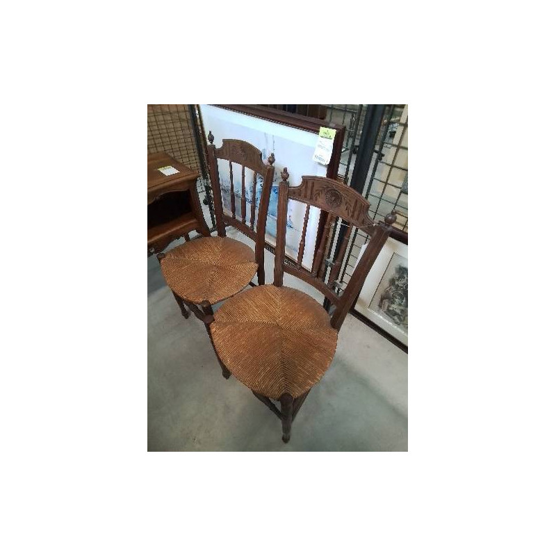 PAIRE DE CHAISES BOIS PAILLÉ STYLE DIRECTOIRE 