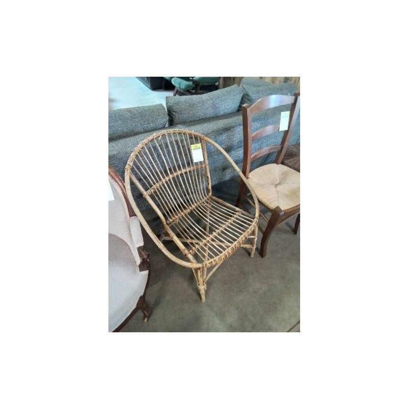 FAUTEUIL GONDOLE ROTIN ANNÉES 50