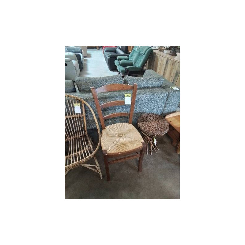 CHAISE BOIS PAILLÉ DOSSIER 3 BARREAUX 