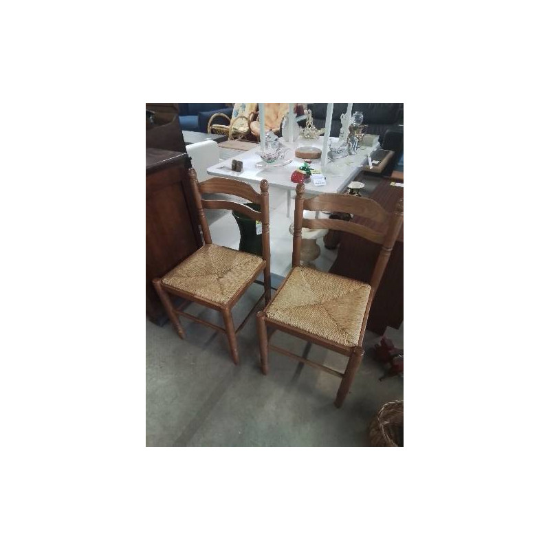 PAIRE DE CHAISES DE CUISINE BOIS PAILLÉ 