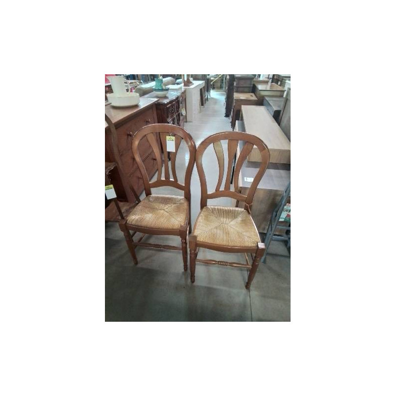PAIRE DE CHAISES BOIS CLAIR PAILLÉ ASSISE CINTRÉ 