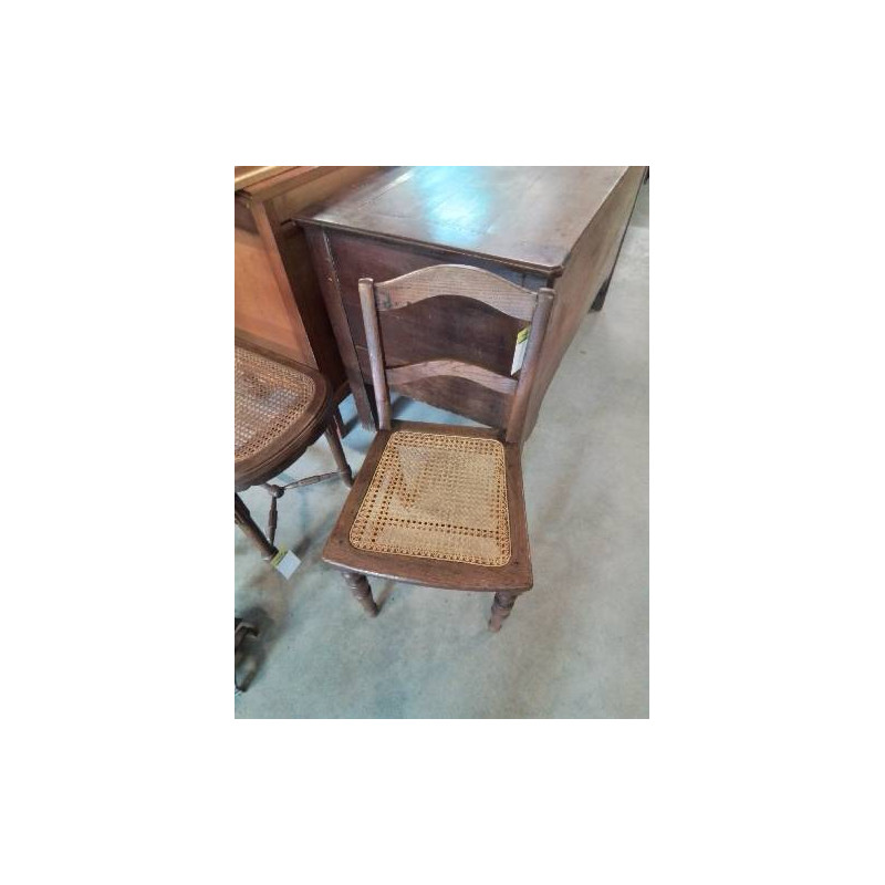 CHAISE BOIS ASSISE CANNÉE DOSSIER 2 BARREAUX DÉBUT XXE