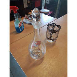 CARAFE VERRE DÉCOR FLEURS 