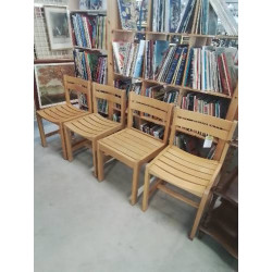4 CHAISES BOIS CLAIR AJOURÉ...