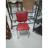 FAUTEUIL ENFANT MÉTAL CHROMÉ ASSISE ET DOSSIER SKAÏ ROUGE ANNÉES 50