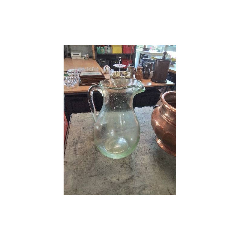 CRUCHE VERRE BULLÉ TEINTÉ VERT