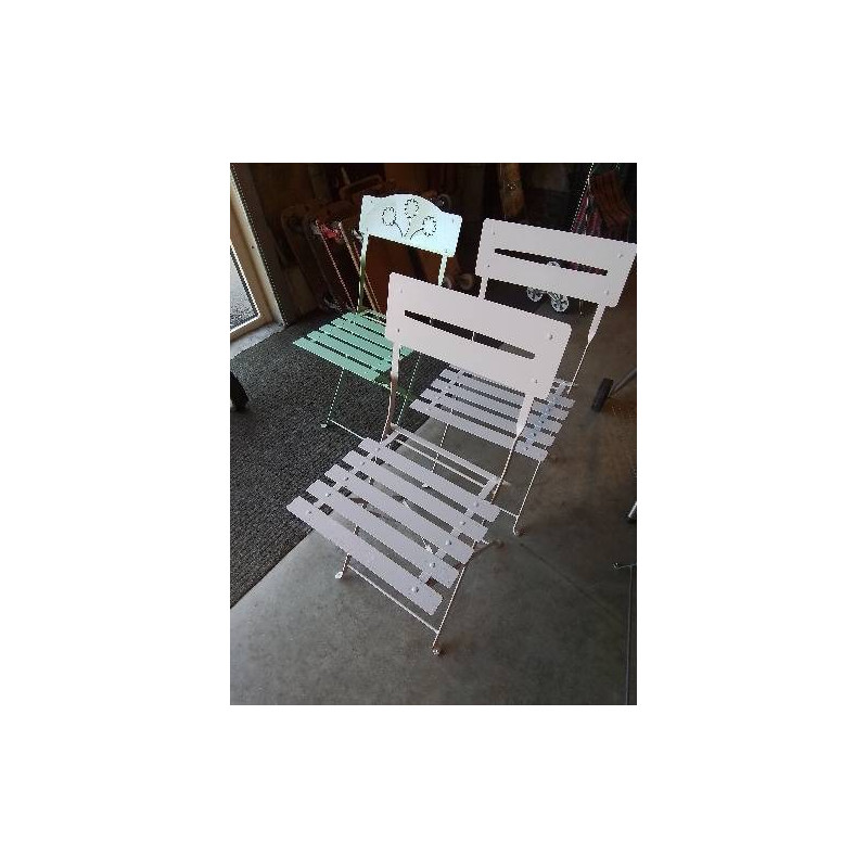 CHAISE DE JARDIN PLIANTE FER FORGÉ BLANC