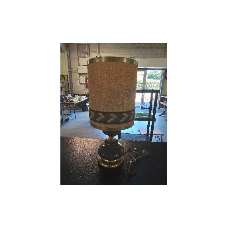 LAMPE MÉTAL DORÉ ET MARRON AJ TISSU ANNÉES 70