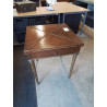 TABLE A JEU MOUCHOIR ACAJOU INCRUSTATION LAITON 1 TIROIR STYLE LOUIS XVI 