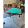 TABLE A JEU MOUCHOIR ACAJOU INCRUSTATION LAITON 1 TIROIR STYLE LOUIS XVI 