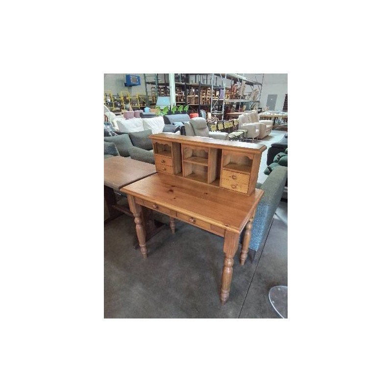 BUREAU RECTANGULAIRE A GRADIN PIN 6 TIROIRS 6 NICHES 