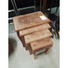 4 TABLES BASSES GIGOGNES BOIS A INCRUSTATION LAITON