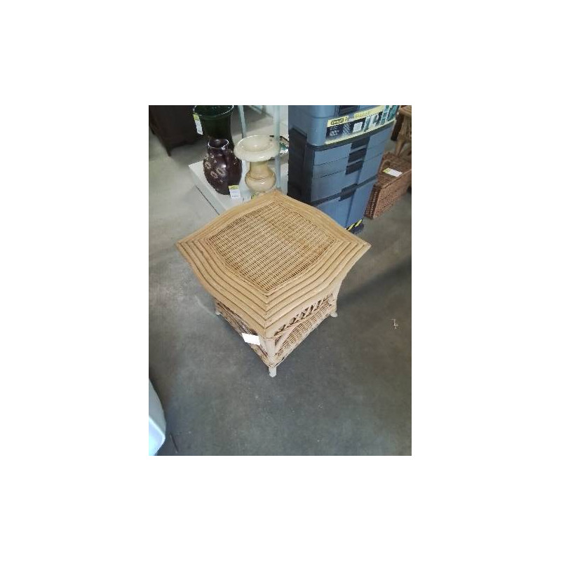 TABLE BASSE CARRÉE 2 NIVEAUX ROTIN ET VANNERIE 