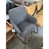 FAUTEUIL TISSU GRIS PIÈTEMENT MÉTAL NOIR
