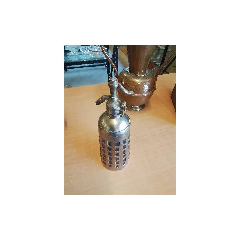 SYPHON VERRE TEINTE BLEU GAINÉ MÉTAL SIPHONIA PARIS DÉBUT XXE