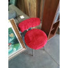 CHAISE MOUMOUTE ROUGE PIÈTEMENT METAL DORÉ ANNÉES 70