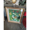 HUILE SUR TOILE BOUQUET DE FLEURS CADRE DORÉ 