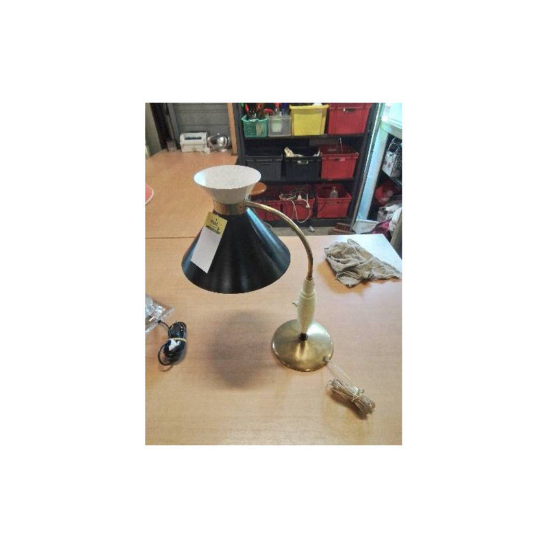 LAMPE DIABOLO LAITON MÉTAL NOIR ET RESINE ANNÉES 50