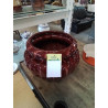 CACHE POT CÉRAMIQUE ÉMAILLÉE ROUGE EN L\'ÉTAT 