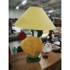 LAMPE CACTUS FRANCOIS CHATAIN CÉRAMIQUE JAUNE VERT ROUGE AJ JAUNE EN L\'ÉTAT 
